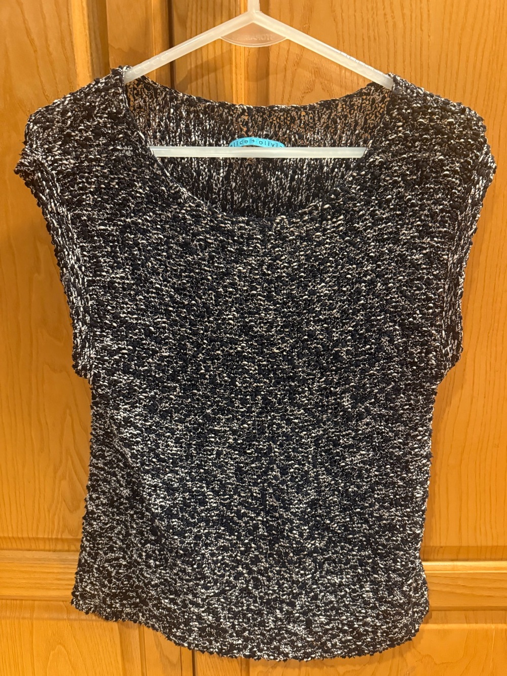 Alice & Olivia Black and White Marled Knit Sleeveless Sweater Size XS